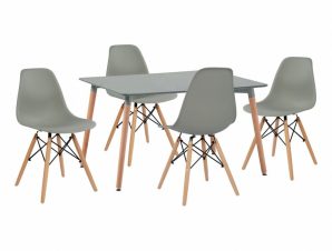 Τραπεζαρία HM10229.10 (Σετ 5τμχ) Τραπέζι Minimal 120x80x73cm Με Καρέκλες Twist Grey